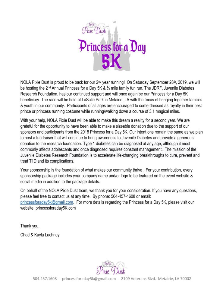 Princess for a Day 5K Sponsor Page 1