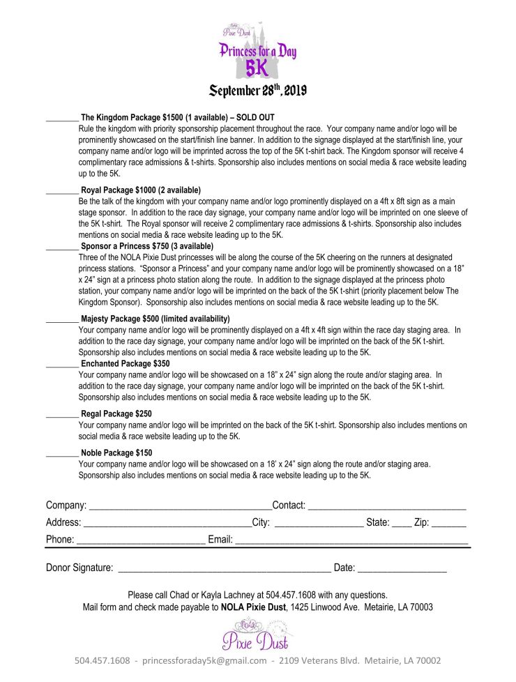 Princess for a Day 5K Sponsor Page 2